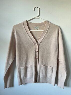 Eric Bompard Paris Blush Pink V neck Cashmere Cardigan S/XS